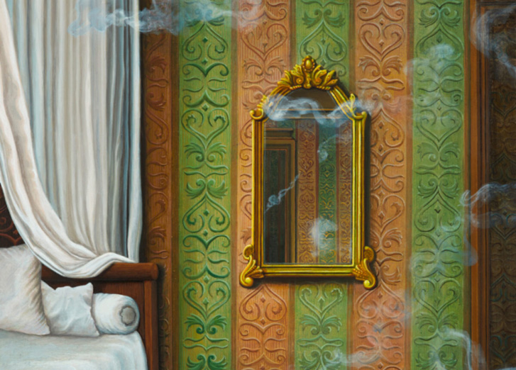 Ausschnitt vom Gemälde «belagertes Zimmer.»